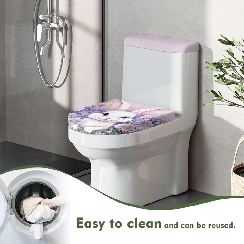 CREAMIC Easter Toilet Lid Cover and Tank Lid Cover Machine Wash Bathroom Super Soft Toilet Lid Cover Set Seat Covers Fits Most Lids for Accessories Decor or Holiday Decoration - Image 4
